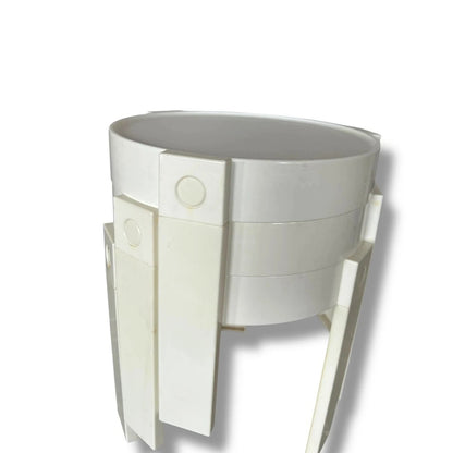 Vintage 1970s Dutch Space Age White Modular Stacking Side Tables – original photograph 4