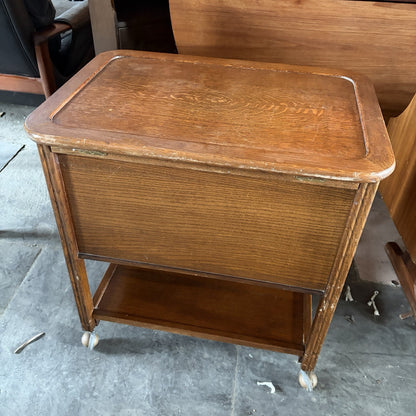 Arts & Crafts Oak Sewing Box Trolley | Vintage Craft Storage Cabinet – original photograph 10