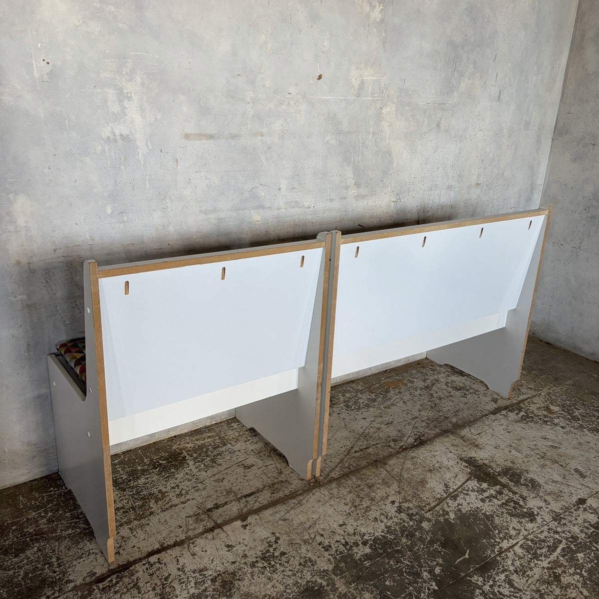 1990s White Church Pew Benches with Geometric Cushions – Pair – view 7
