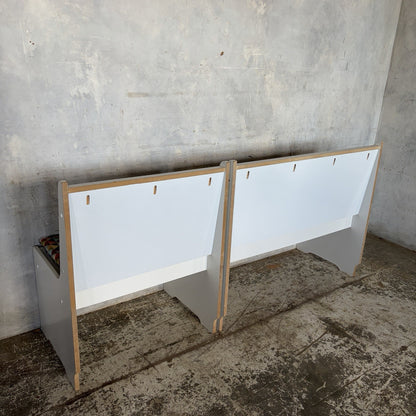 1990s White Church Pew Benches with Geometric Cushions – Pair – view 7
