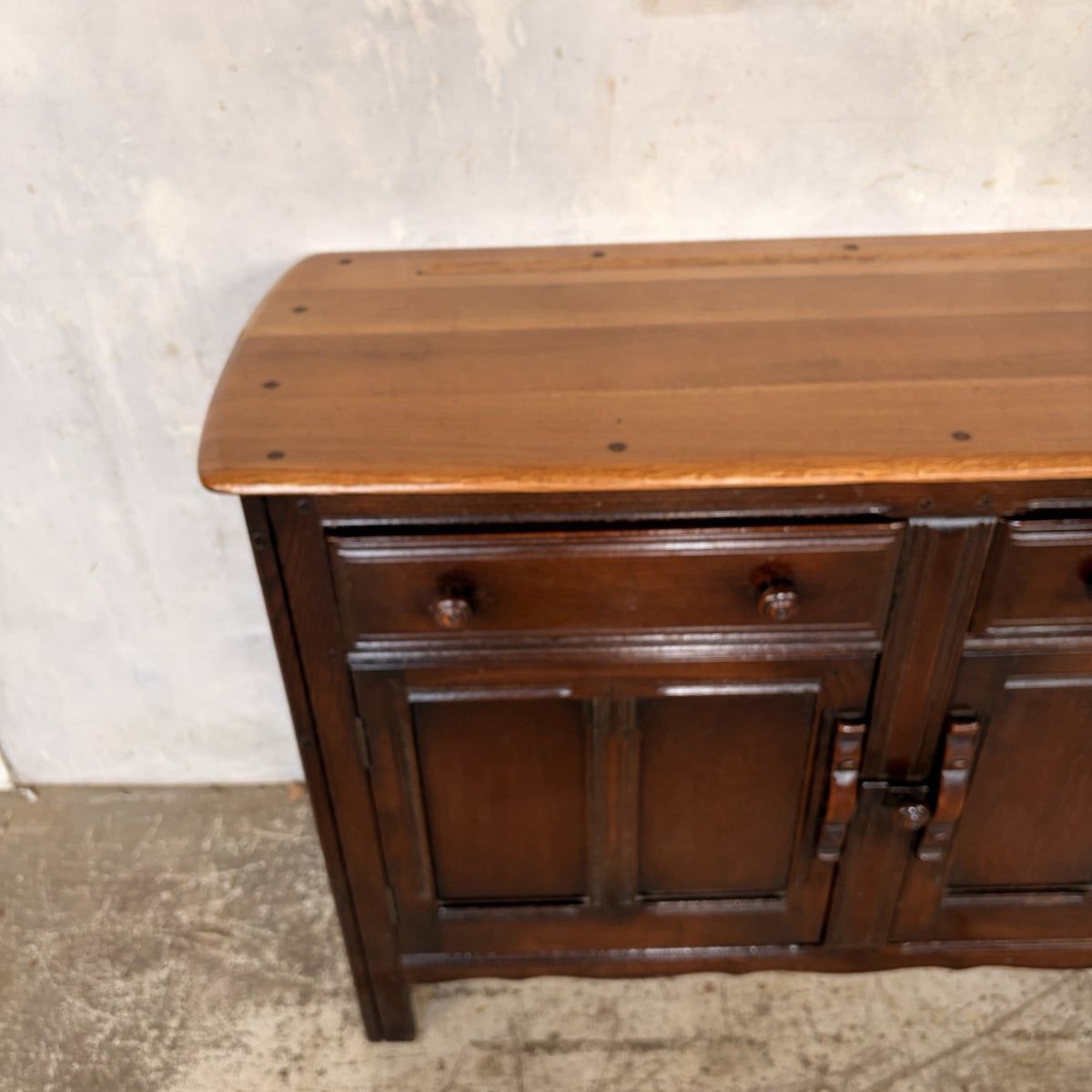 Ercol Old Colonial Elm-Top Sideboard – Two Drawers & Cupboard – view 10
