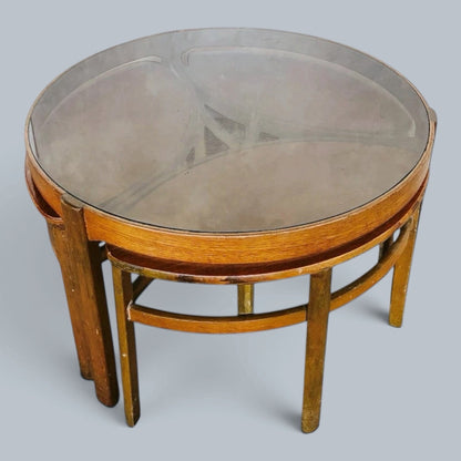 Nathan Trinity Teak & Smoked Glass Nesting Coffee Tables – Attributed – original photograph 4