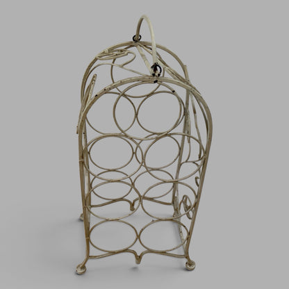 Antique French Wrought Iron Wine Rack – Rose & Vine Bottle Holder – view 6