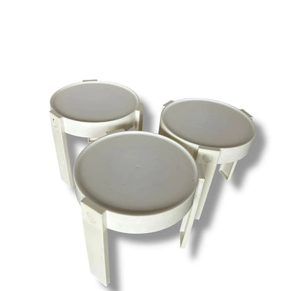 Vintage 1970s Dutch Space Age White Modular Stacking Side Tables – original photograph 6