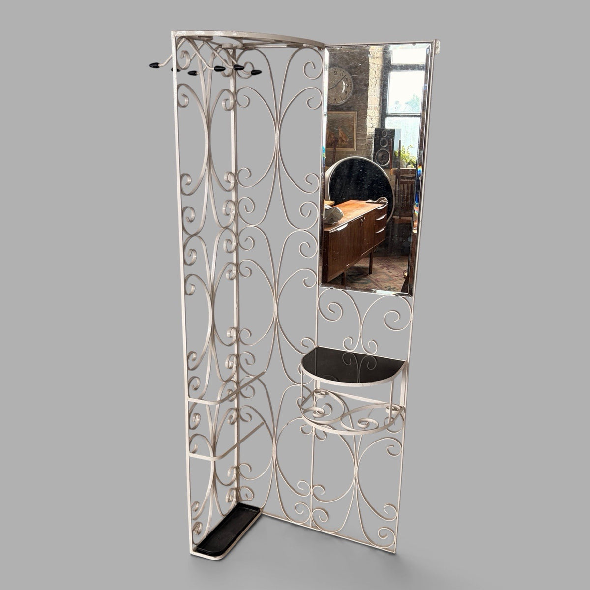 1970s Space Age Metal Hall Stand with Mirror – view 5