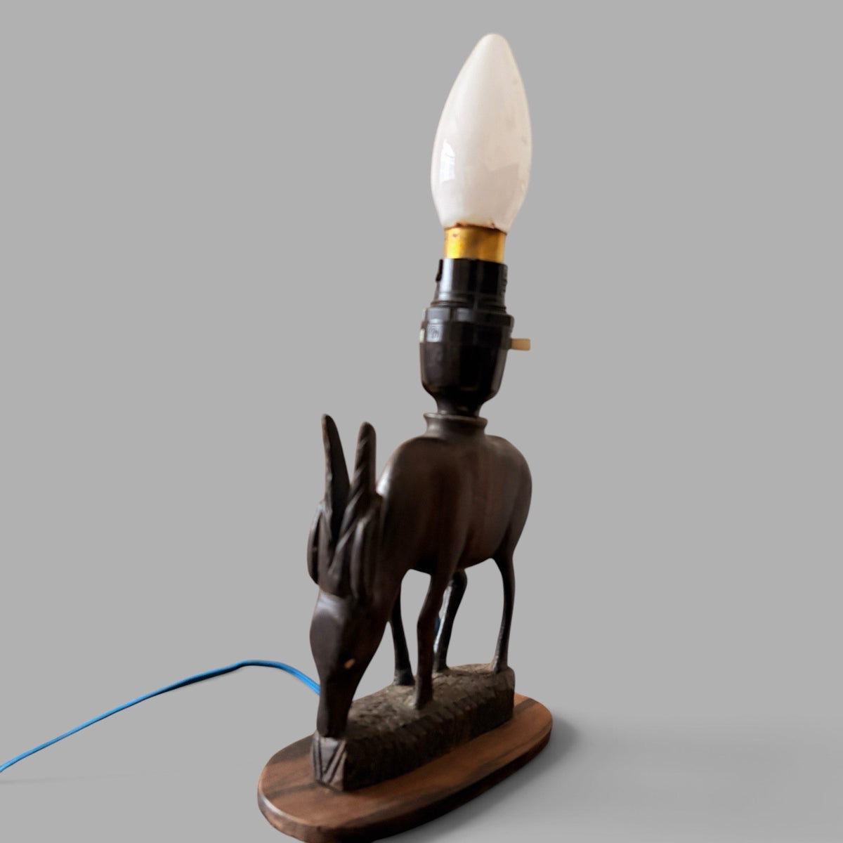 Vintage African Carved Rosewood Antelope Table Lamp – view 6