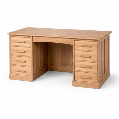 Vintage Pine & Oak Twin Pedestal Writing Desk – original photograph 1