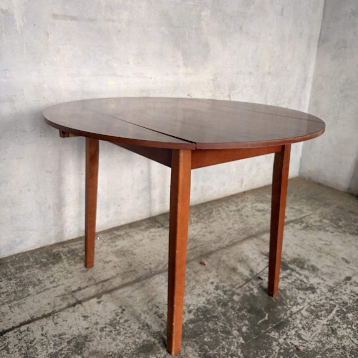 Mid Century Walnut-Effect Round Drop-Leaf Dining Table – 100 cm – view 7