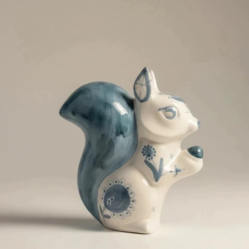 Signed Studio Pottery Squirrel Figurine – Blue Glazed Ceramic – view 2