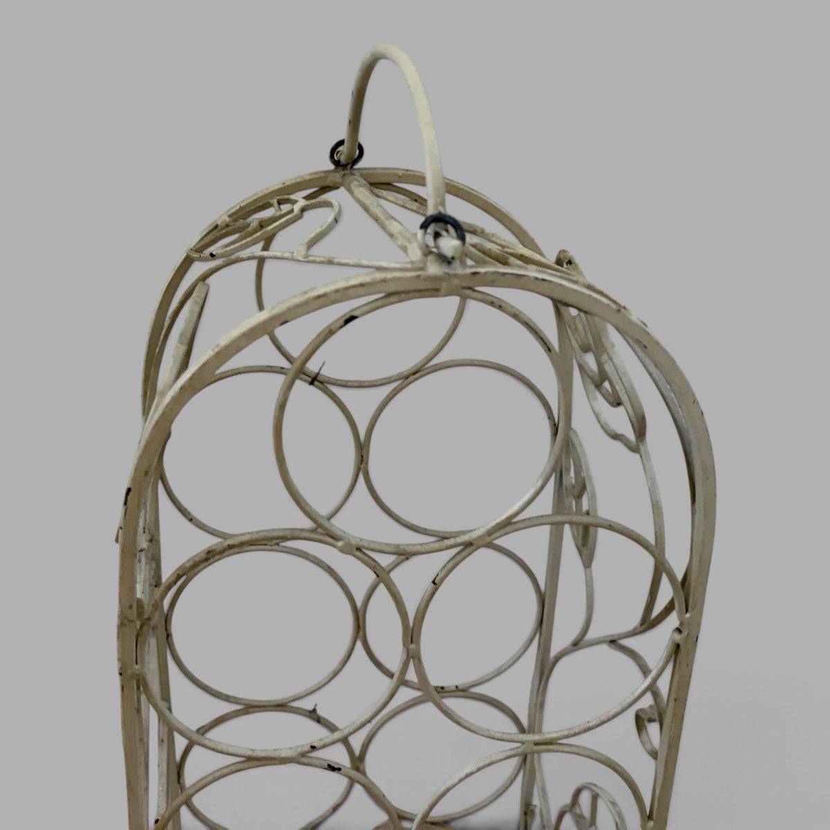 Antique French Wrought Iron Wine Rack – Rose & Vine Bottle Holder – view 3
