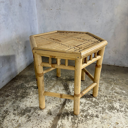 Mid Century Bamboo Hexagonal Side Table – original photograph 4