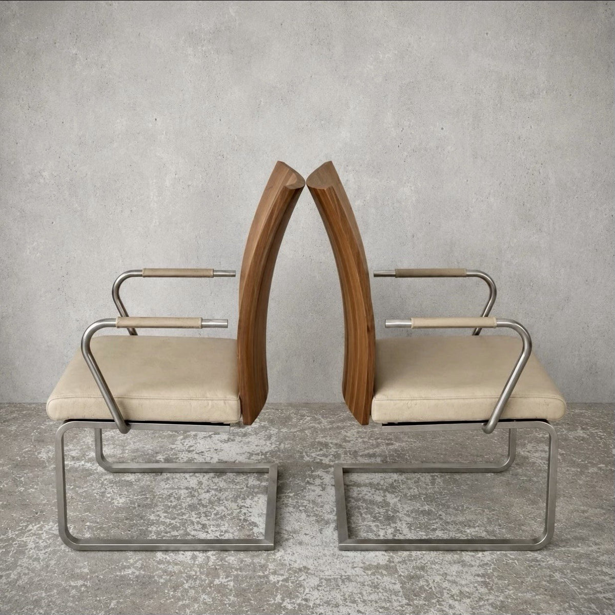 Modernist Bentwood & Chrome Cantilever Dining Armchairs – Pair – view 4