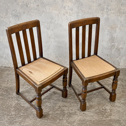 Arts & Crafts Oak Dining Chairs with Plywood Seats – Pair – view 1