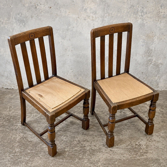 Arts & Crafts Oak Dining Chairs with Plywood Seats – Pair – view 1