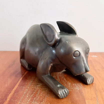 Vintage Bronze Rabbit Sculpture – Freestanding Animal Figure – view 5