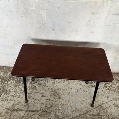 Mid Century Teak-Effect Side Table with Black Sputnik Metal Legs – original photograph 4