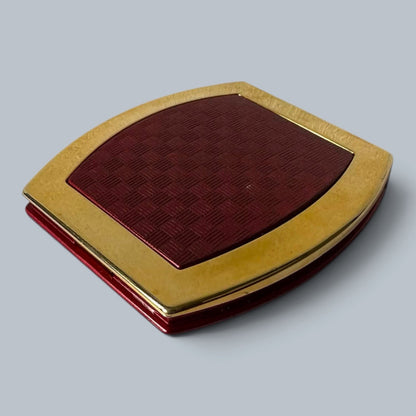 Vintage Burgundy Red & Gold-Tone Double Mirror Compact – view 1