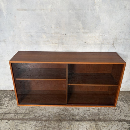 Mid Century Danish-Style Teak Bookcase with Sliding Glass Doors – original photograph 3