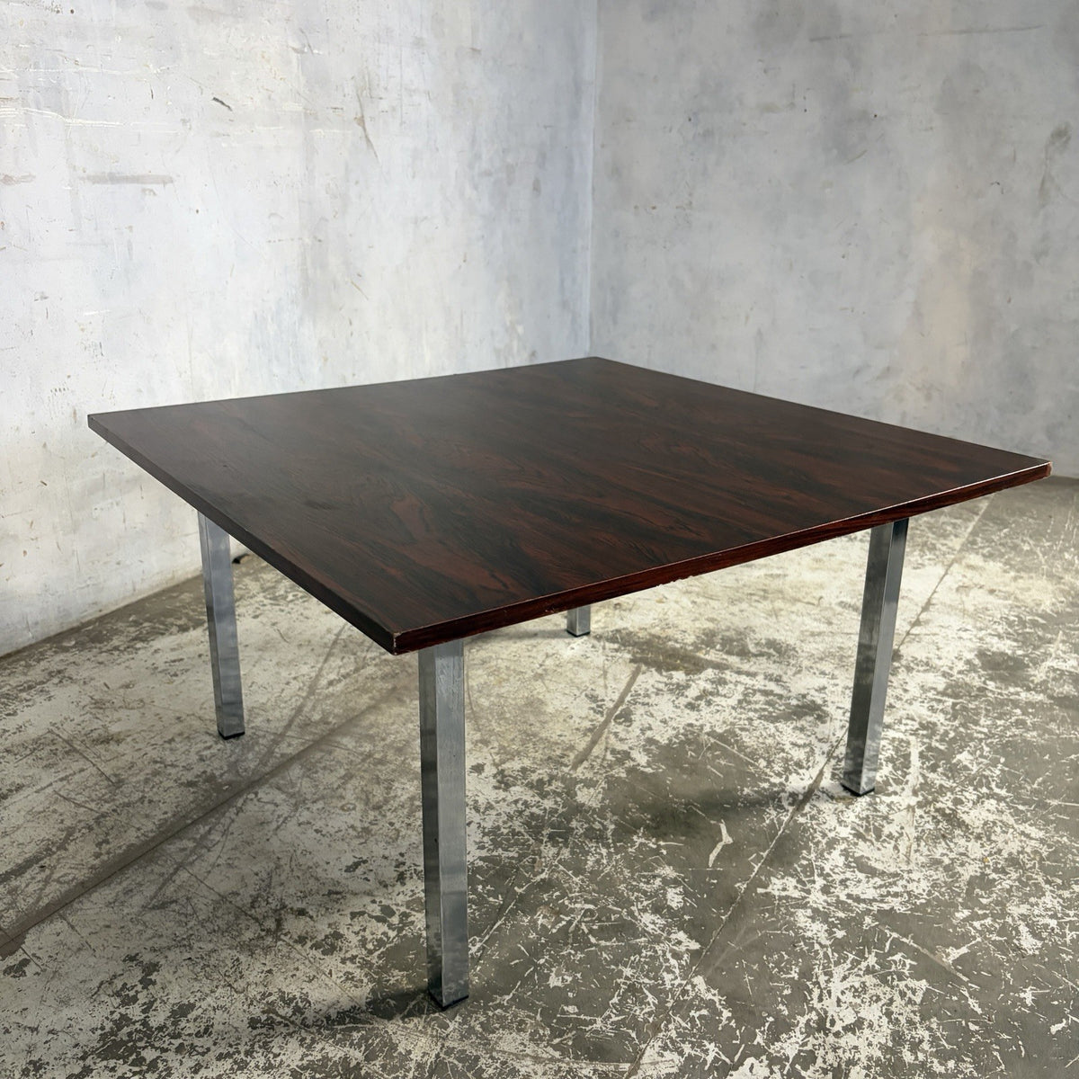 Mid Century Rosewood & Chrome Square Coffee Table – original photograph 6