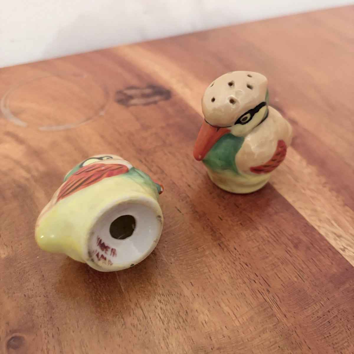 Vintage Japanese Kingfisher Salt & Pepper Shakers – Ceramic Pair – view 3