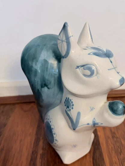 Signed Studio Pottery Squirrel Figurine – Blue Glazed Ceramic – view 4