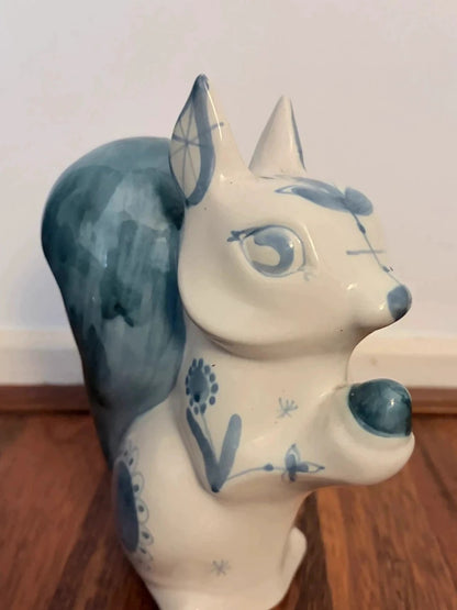 Signed Studio Pottery Squirrel Figurine – Blue Glazed Ceramic – view 7