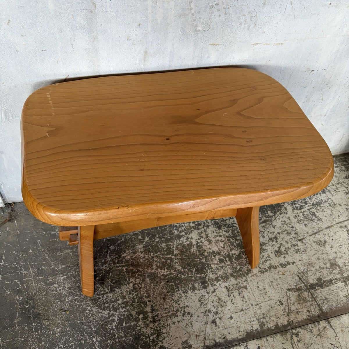 Mid Century Brutalist Solid Elm Side Table | Pegged Joinery – original photograph 2
