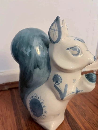 Signed Studio Pottery Squirrel Figurine – Blue Glazed Ceramic – view 8