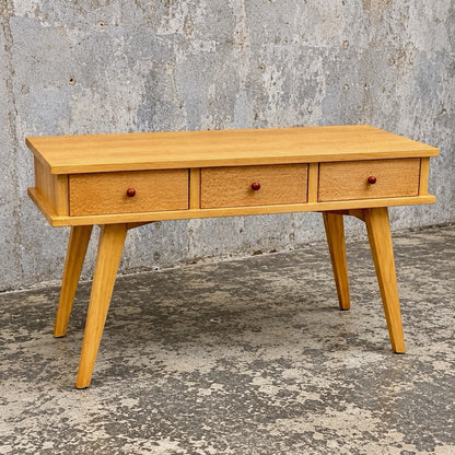Mid Century Satinwood Three Drawer Console Table – view 1
