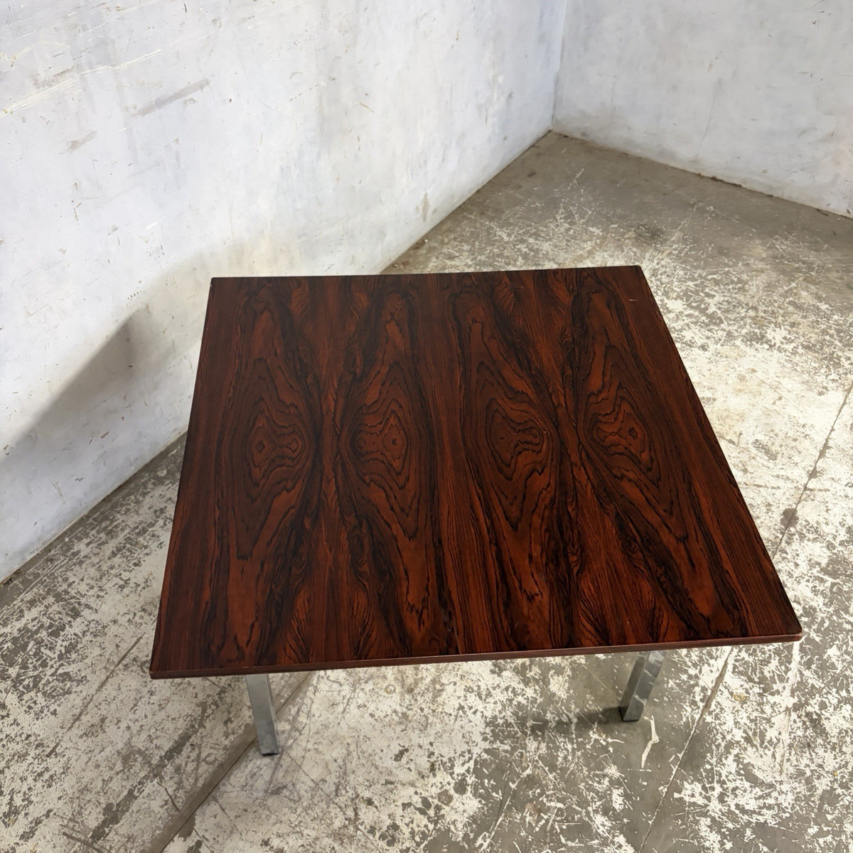 Mid Century Rosewood & Chrome Square Coffee Table – original photograph 5