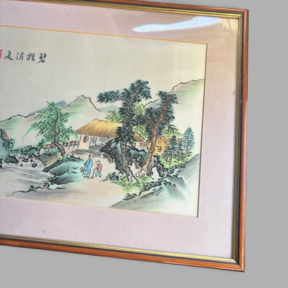 Vintage Chinese Silk Landscape Painting – Signed & Sealed, Framed – view 4