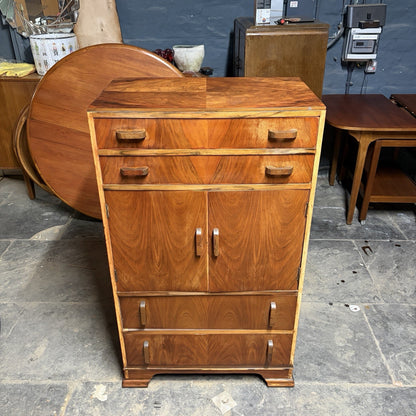 Art Deco Walnut Tallboy – Drawers & Cupboard – view 3