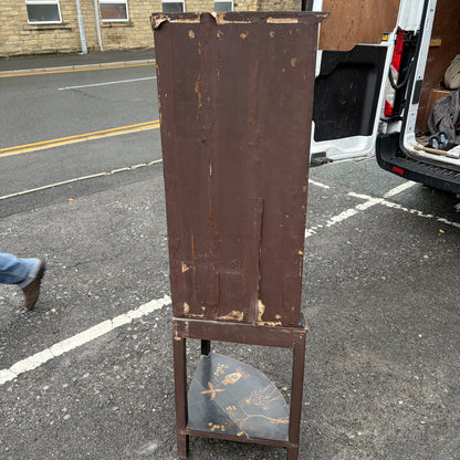 Antique Black Lacquer Chinoiserie Bow-Front Corner Cabinet on Stand – view 8