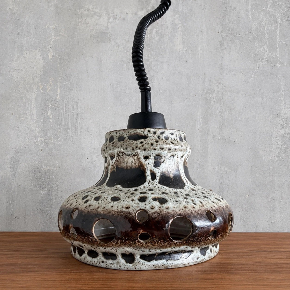 West German Lava-Glaze Ceramic Pendant Light – Space Age Ceiling Lamp – view 1