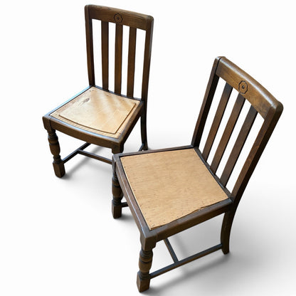 Arts & Crafts Oak Dining Chairs with Plywood Seats – Pair – view 3