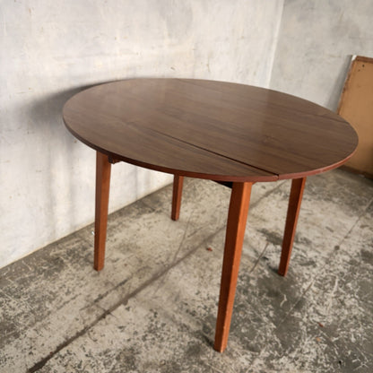 Mid Century Walnut-Effect Round Drop-Leaf Dining Table – 100 cm – view 5