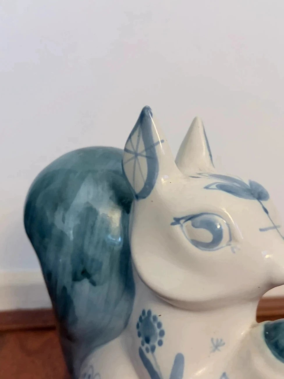 Signed Studio Pottery Squirrel Figurine – Blue Glazed Ceramic – view 5