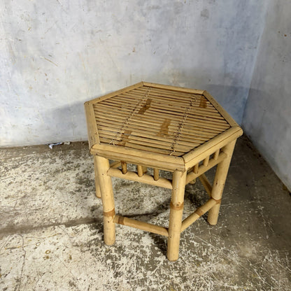 Mid Century Bamboo Hexagonal Side Table – original photograph 1