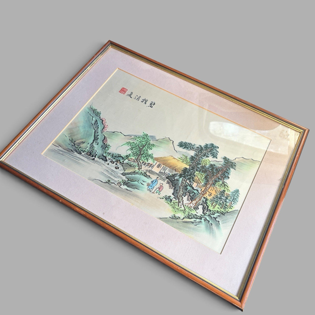 Vintage Chinese Silk Landscape Painting – Signed & Sealed, Framed – view 7