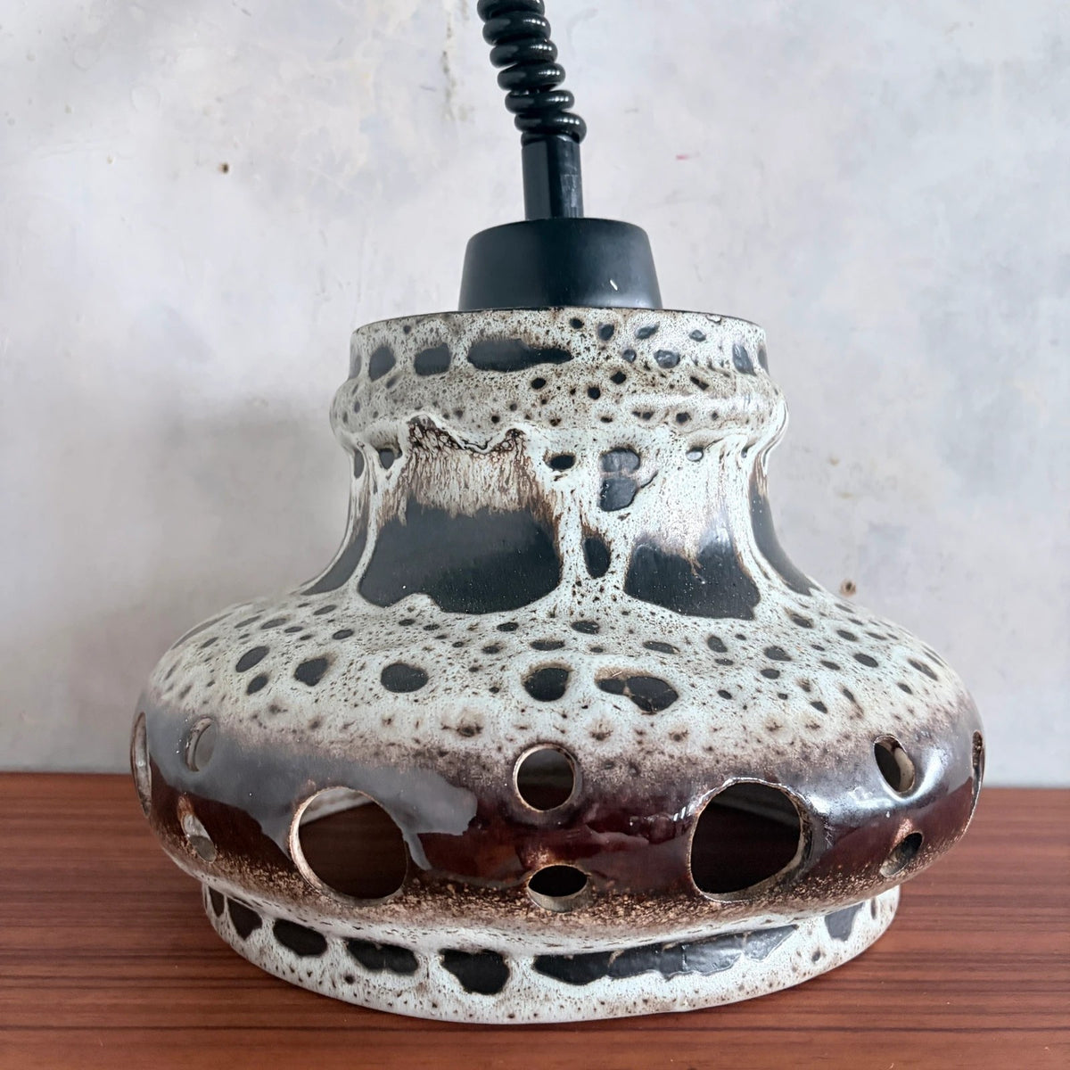 West German Lava-Glaze Ceramic Pendant Light – Space Age Ceiling Lamp – view 5