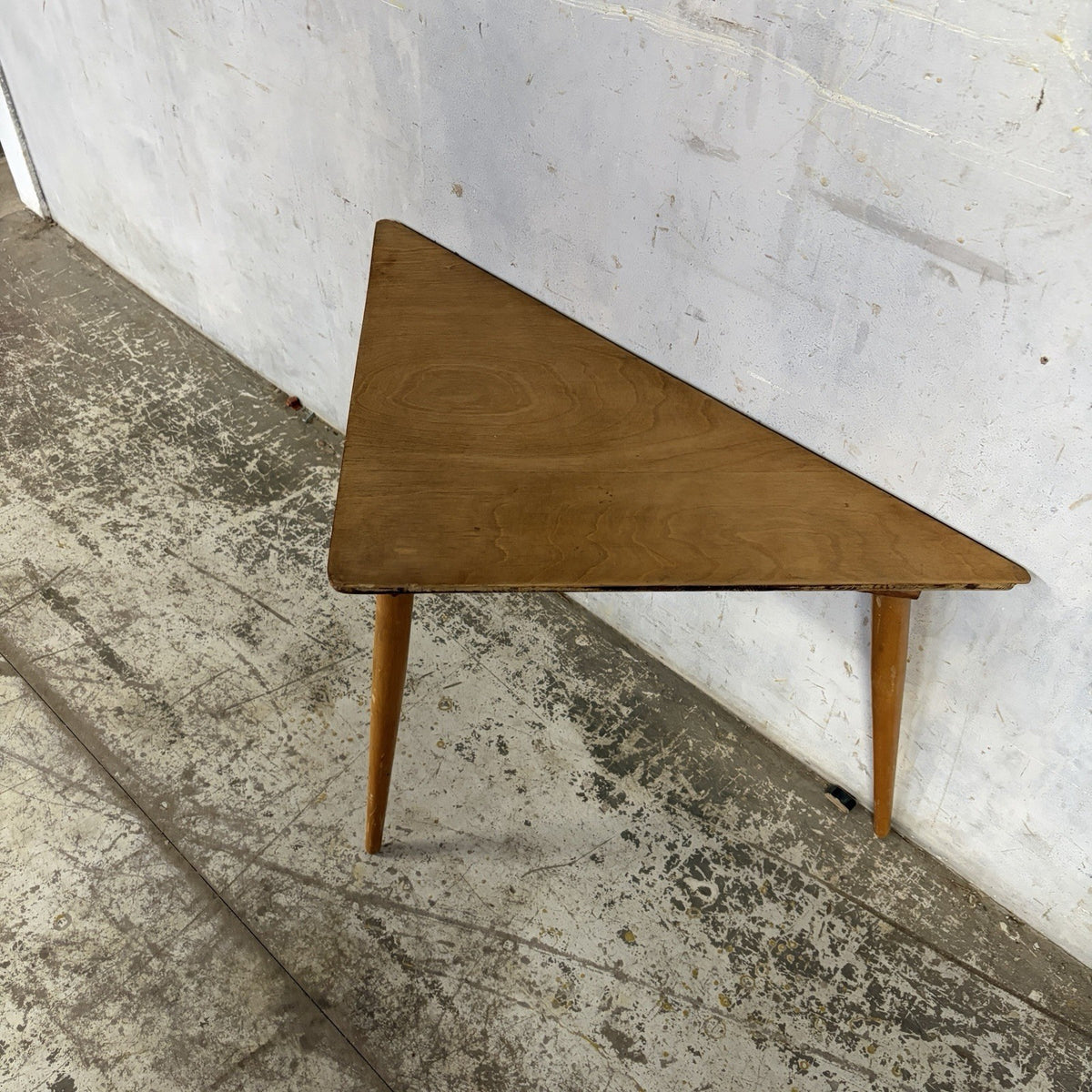 Mid Century Triangular Oak Side Table – original photograph 5