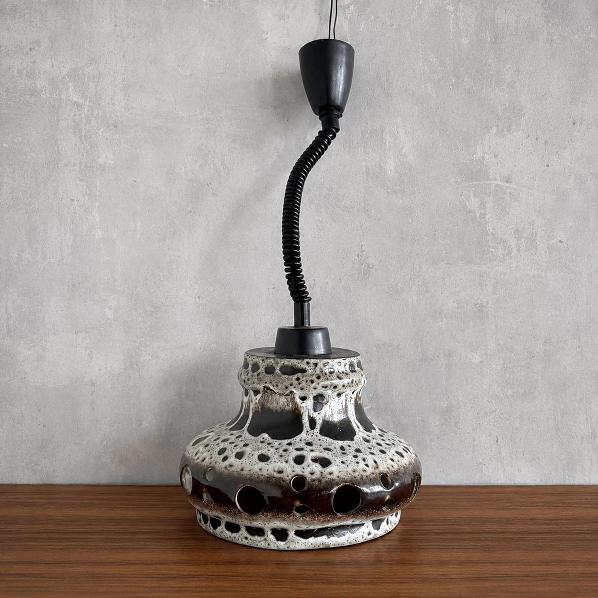 West German Lava-Glaze Ceramic Pendant Light – Space Age Ceiling Lamp – view 2