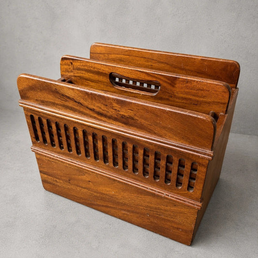 Mid Century Walnut Slatted Magazine Rack – original photograph 1