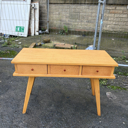 Mid Century Satinwood Three Drawer Console Table – view 3