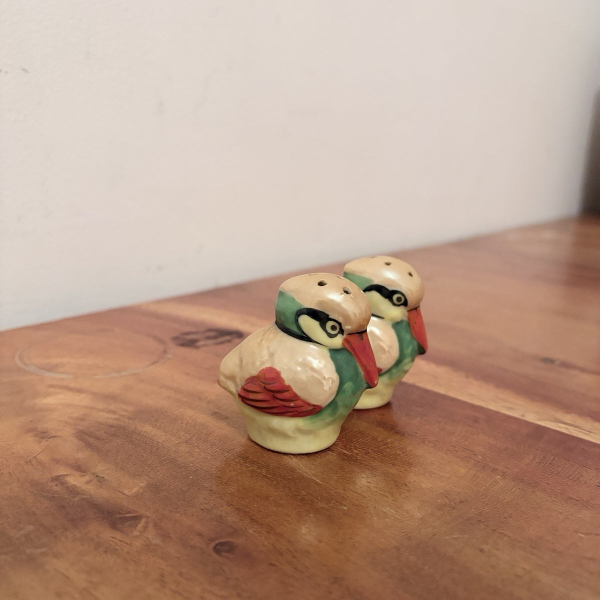 Vintage Japanese Kingfisher Salt & Pepper Shakers – Ceramic Pair – view 5