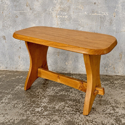Mid Century Brutalist Solid Elm Side Table | Pegged Joinery – original photograph 1