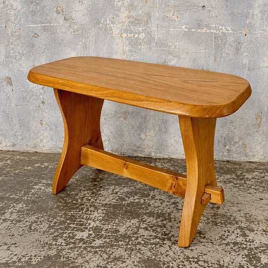 Mid Century Brutalist Solid Elm Side Table | Pegged Joinery – original photograph 1