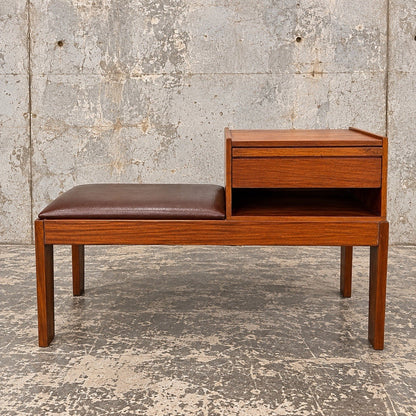 Mid Century Chippy Heath Teak Telephone Bench – original photograph 1