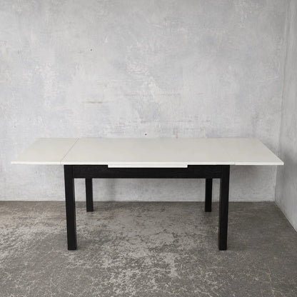 Mid Century White Formica Draw Leaf Extending Dining Table – original photograph 1