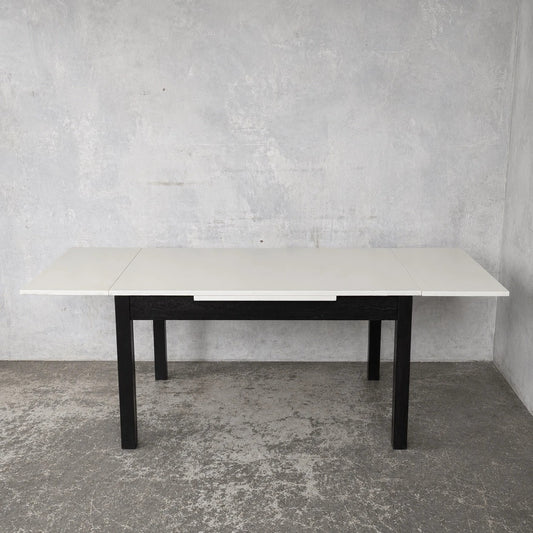Mid Century White Formica Draw Leaf Extending Dining Table – original photograph 1